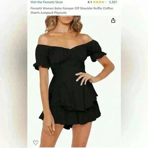 Fixmatti Women Ruffle Rompers Short Sleeve Chiffon Shorts Jumpsuit- M- NWOT